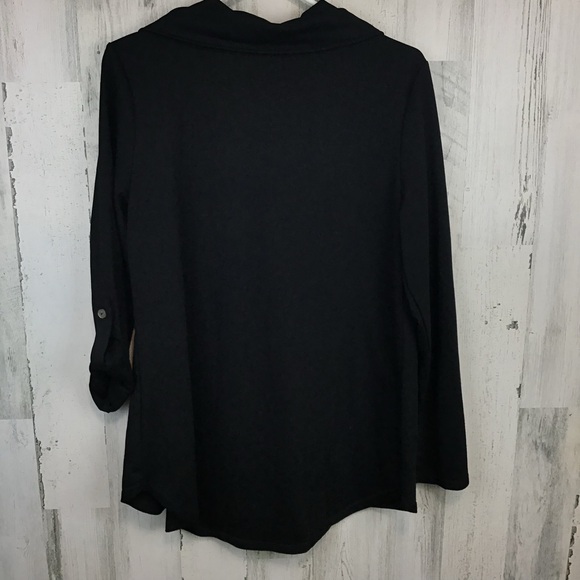 Soft Surroundings Womens Kassidy Pullover Cowl Neck Black Size M Top Button - Picture 3 of 8